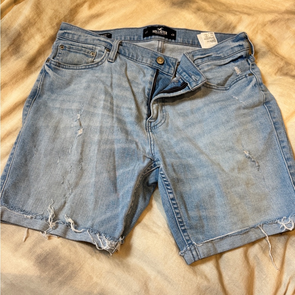Hollister Light Blue Skinny 7inch Denim Shorts